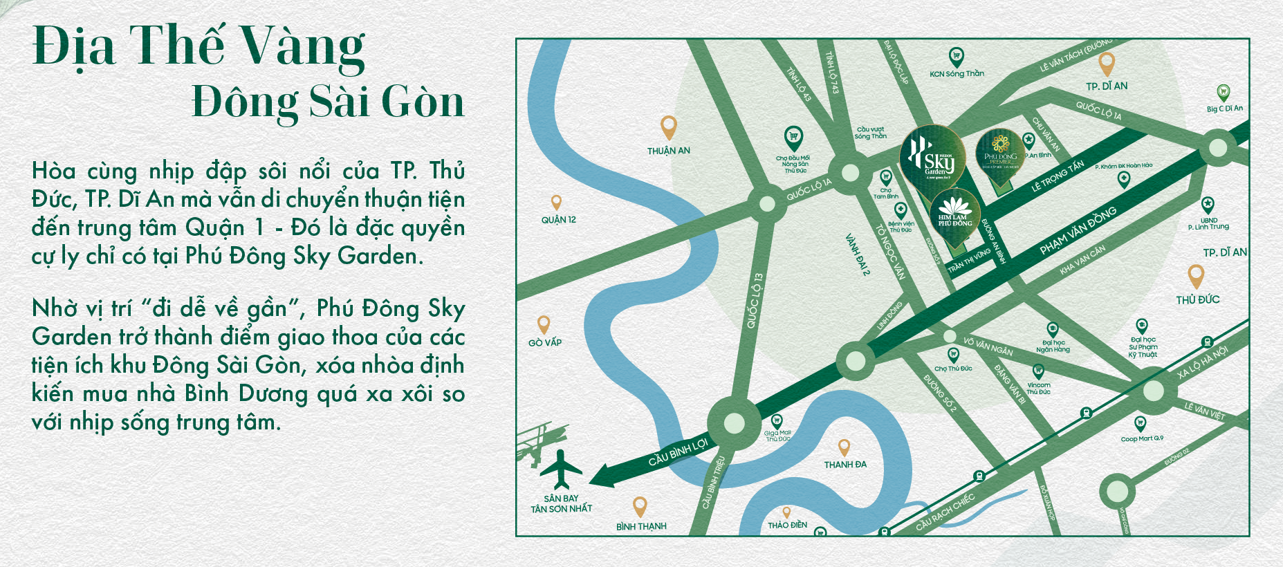 Địa thế vàng Đông Sài Gòn của dự án Phú Đông Sky Garden