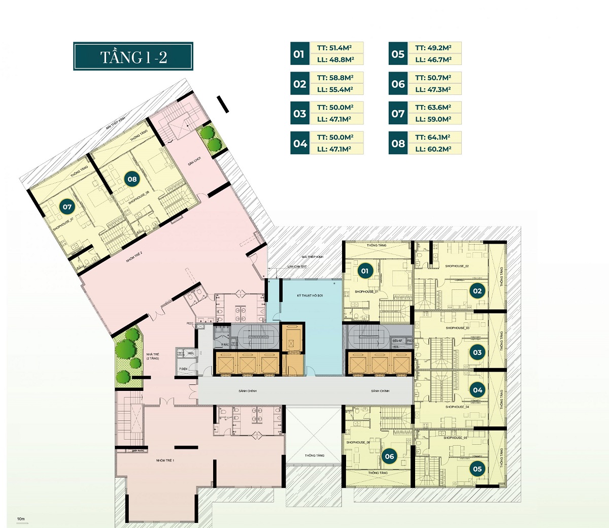 Mặt bằng tầng căn hộ Honas Residence tầng 1-2