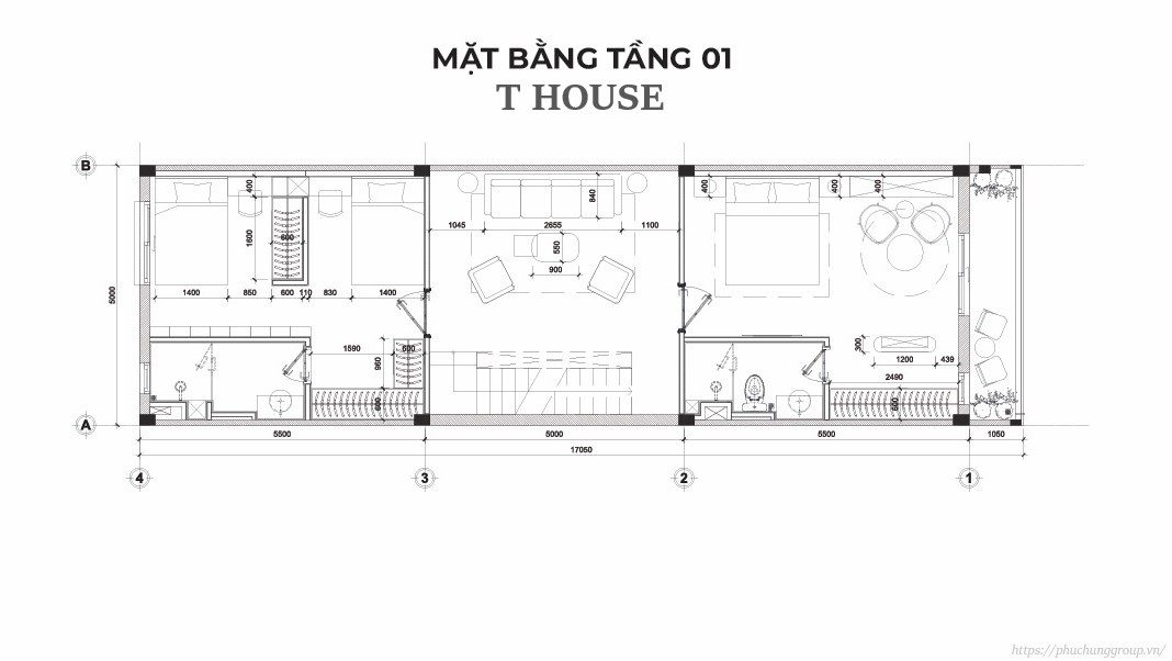 Mặt bằng tầng 1 T House - The Larita - Xuân Thảo