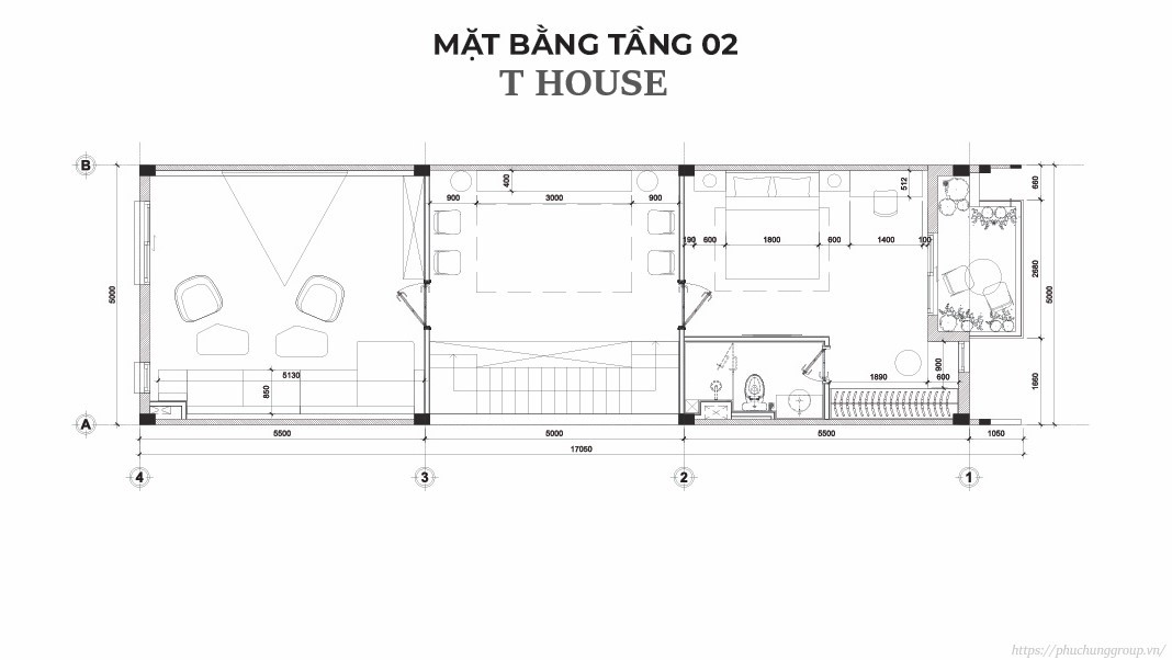 Mặt bằng tầng 2 T House - The Larita - Xuân Thảo