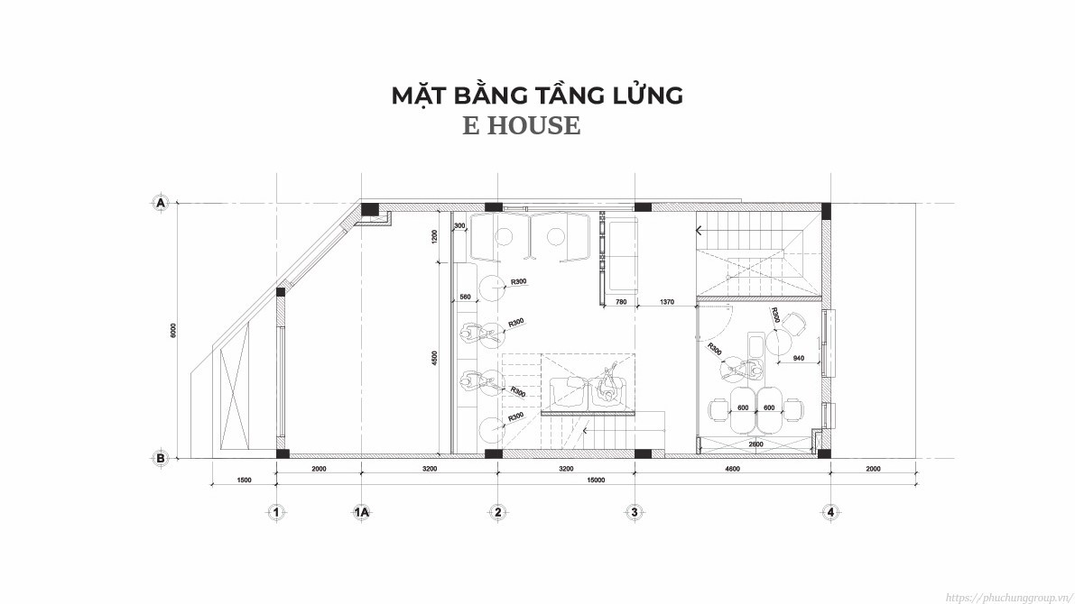 Mặt bằng tầng lửng E House Xuân Thảo - The Larita