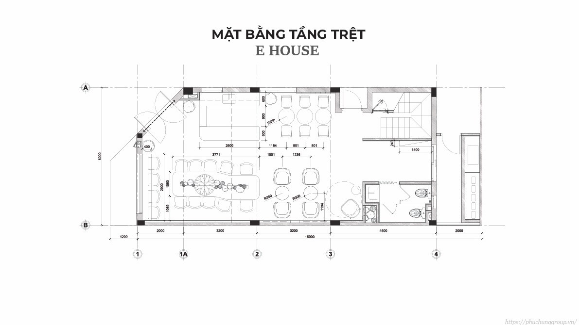 Mặt bằng tầng trệt E House Xuân Thảo - The Larita