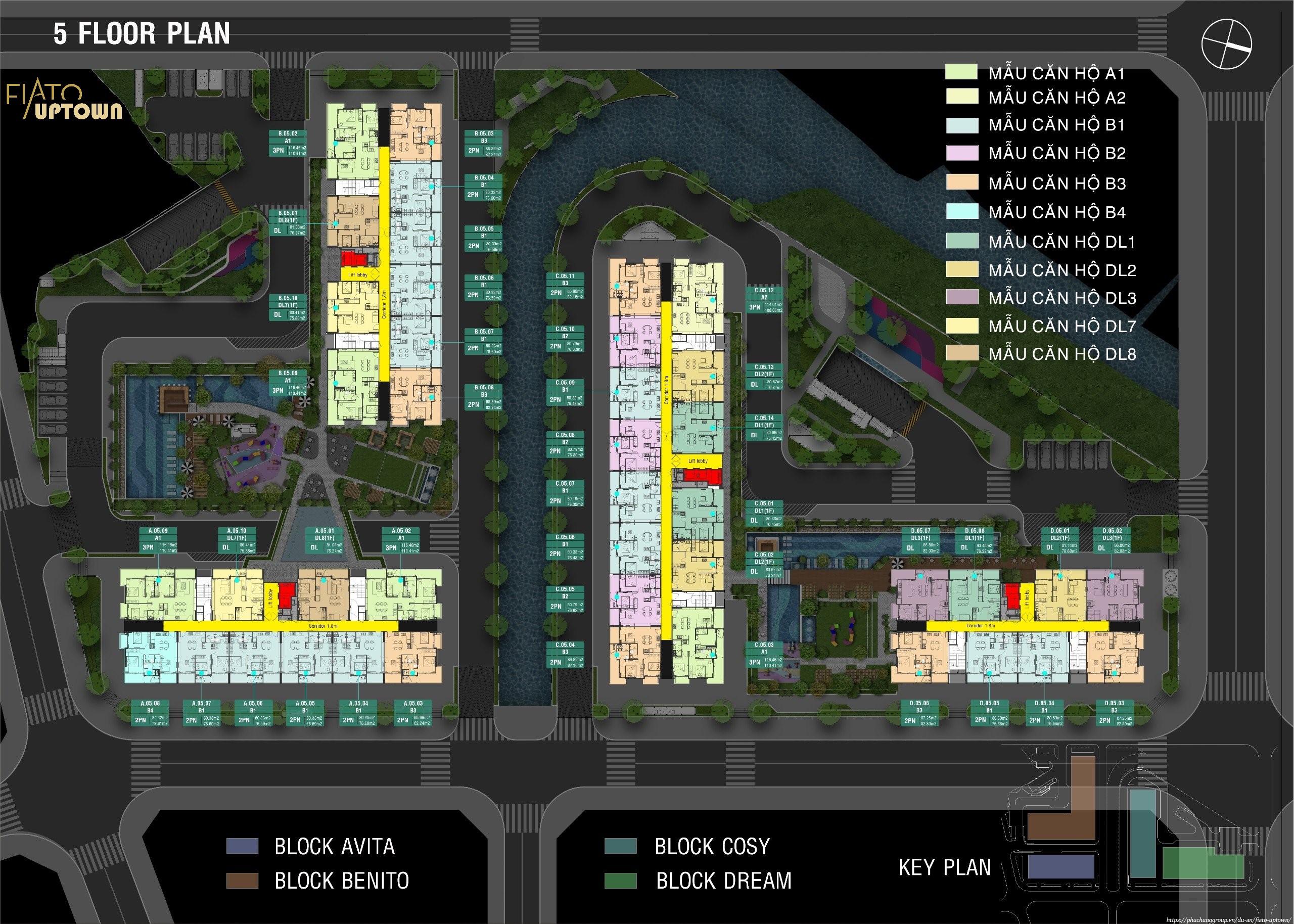 MẶT BẰNG TẦNG 5 FIATO UPTOWN THỦ ĐỨC