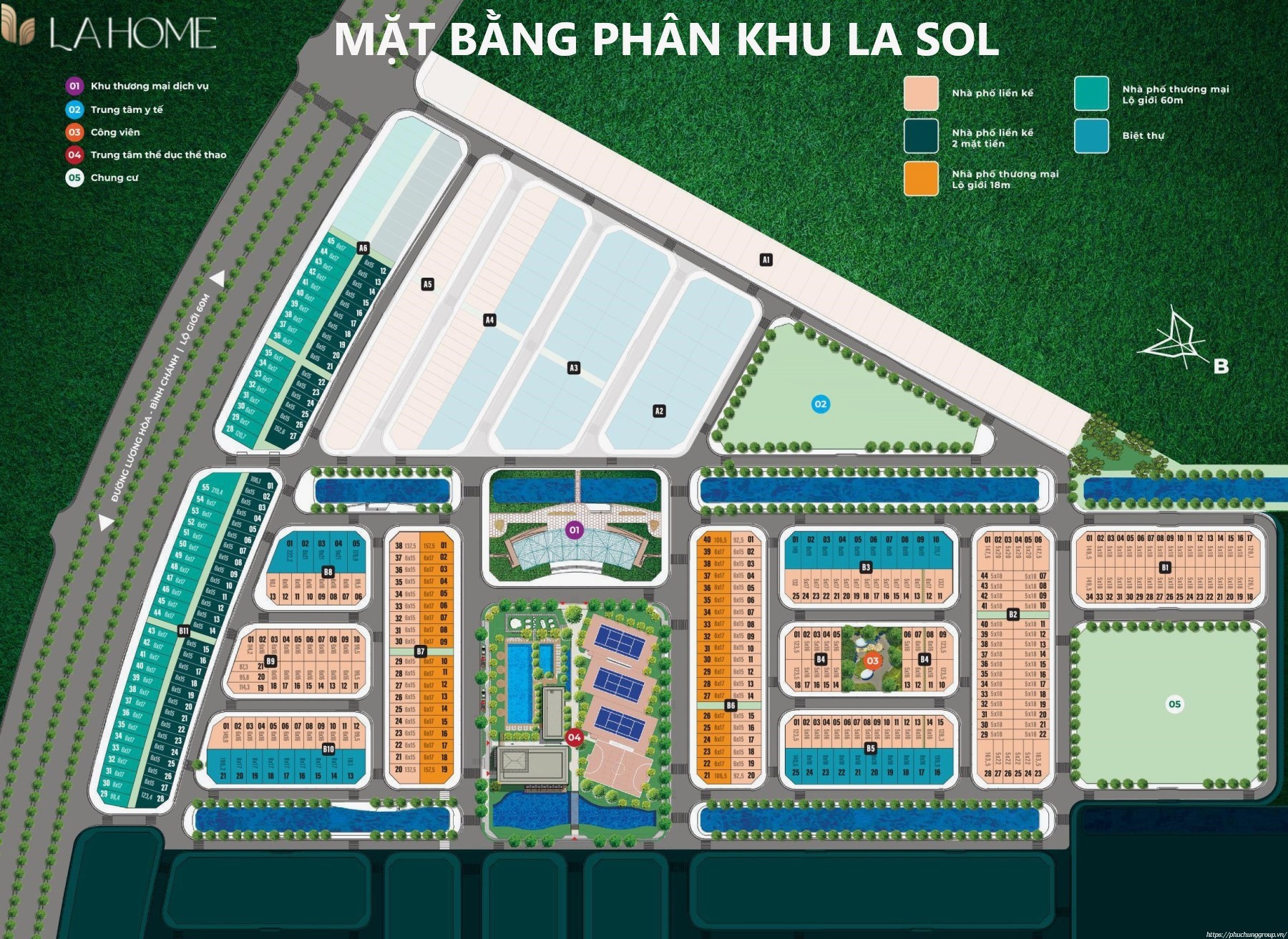 Mặt Bằng Phân Khu La Sol đa Dạng