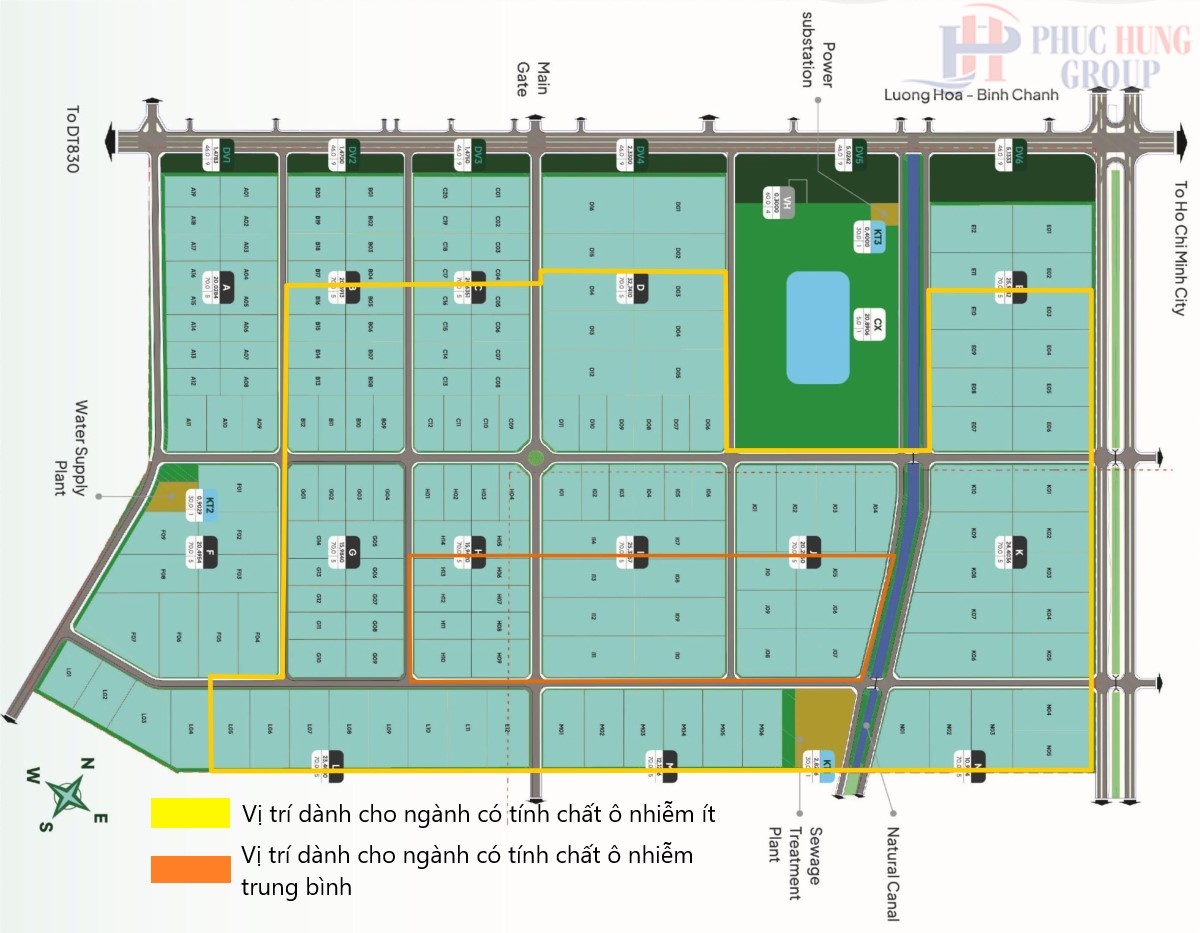 Vị Trí Các Phân Khu Trong Khu Công Nghiệp Prodezi Long An