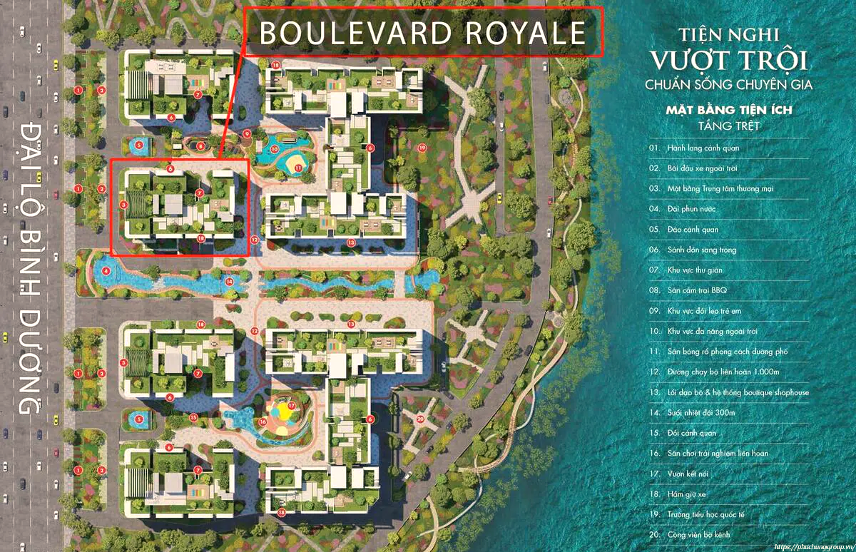 Mặt Bằng Tiện ích Tầng Trệt Tại Dự án Boulevard Royale