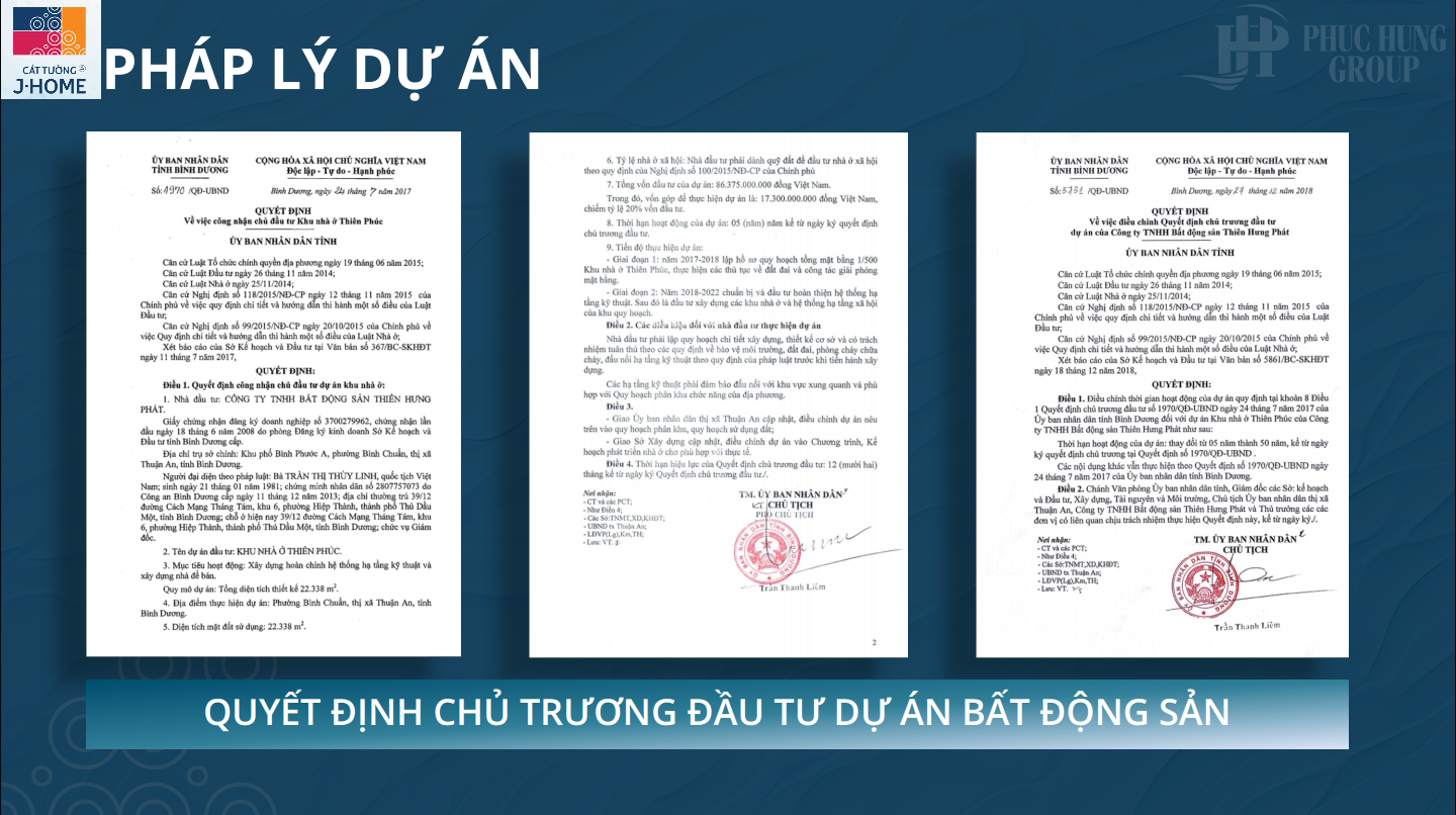 Pháp Lý Dự án Cát Tường J-home_quyết định Chủ Trương đầu Tư Dự án BĐs