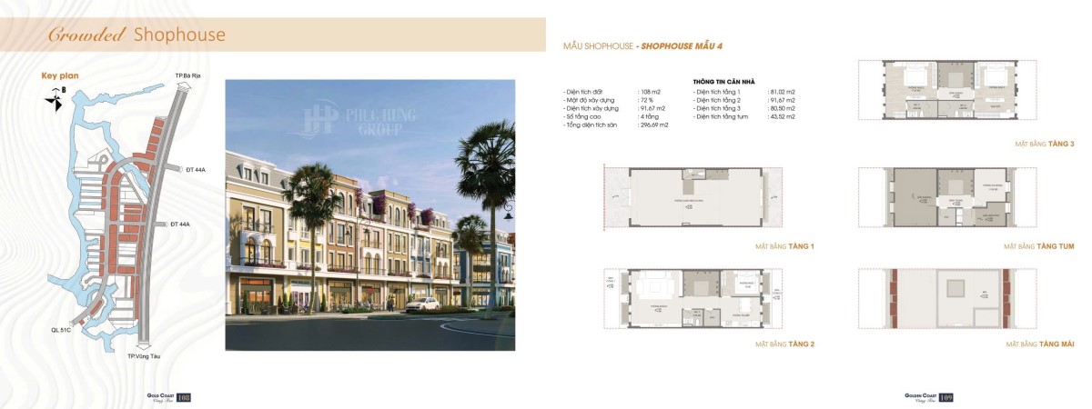 Bảng Thiết Kế Shophouse Mẫu 4 Tại Gold Coast Vũng Tàu