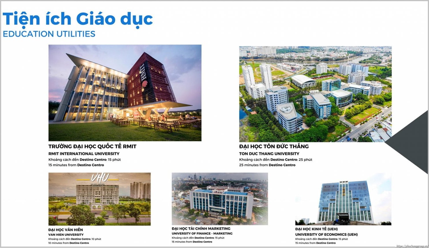 Tiện ích Giáo Dục Xung Quanh Dự án Destino Centro