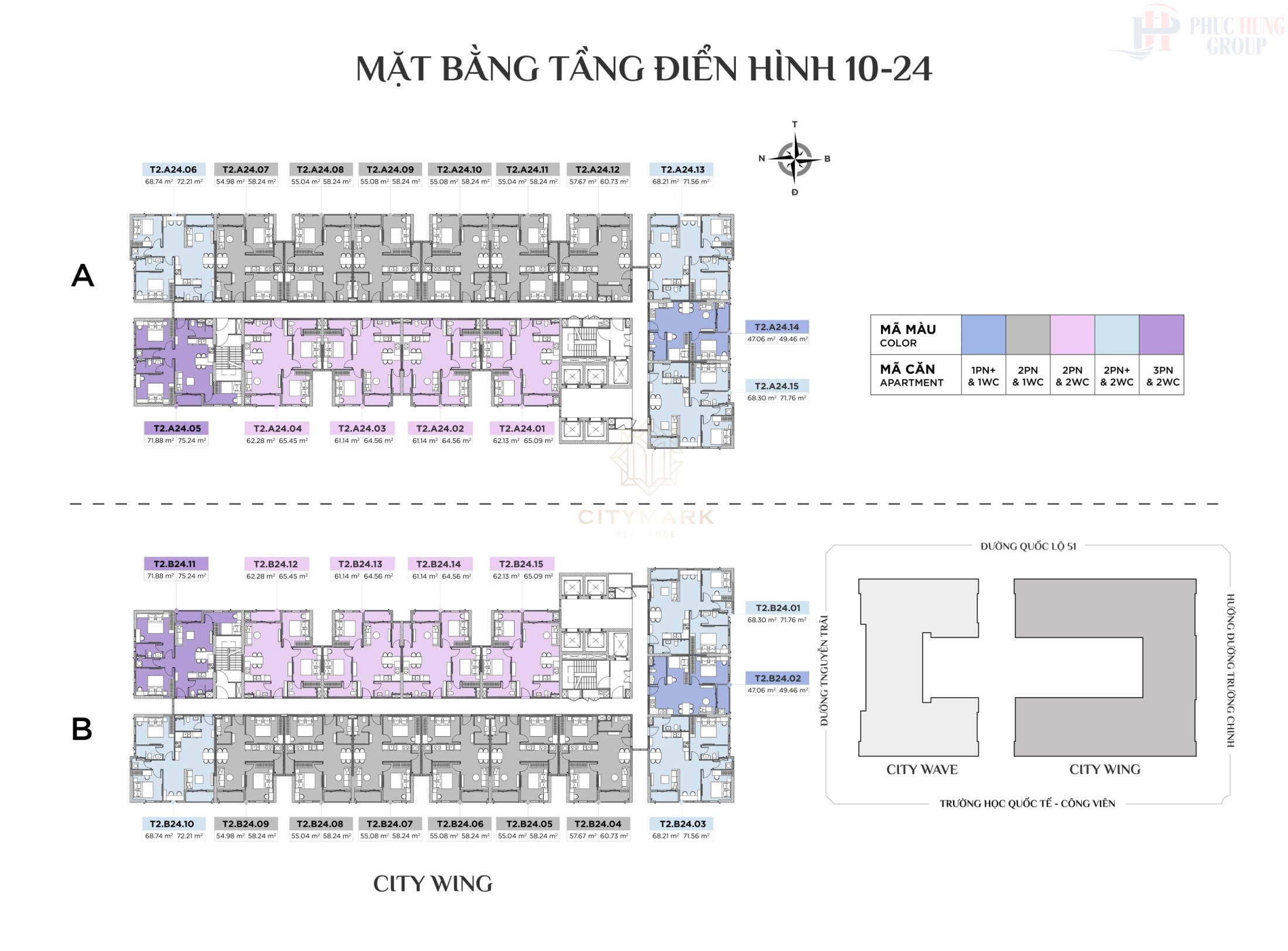 Mặt Bằng Tầng 10-24 Tháp City Wing Căn Hộ Citymark Residence Phú Mỹ Bà Rịa Vũng Tàu