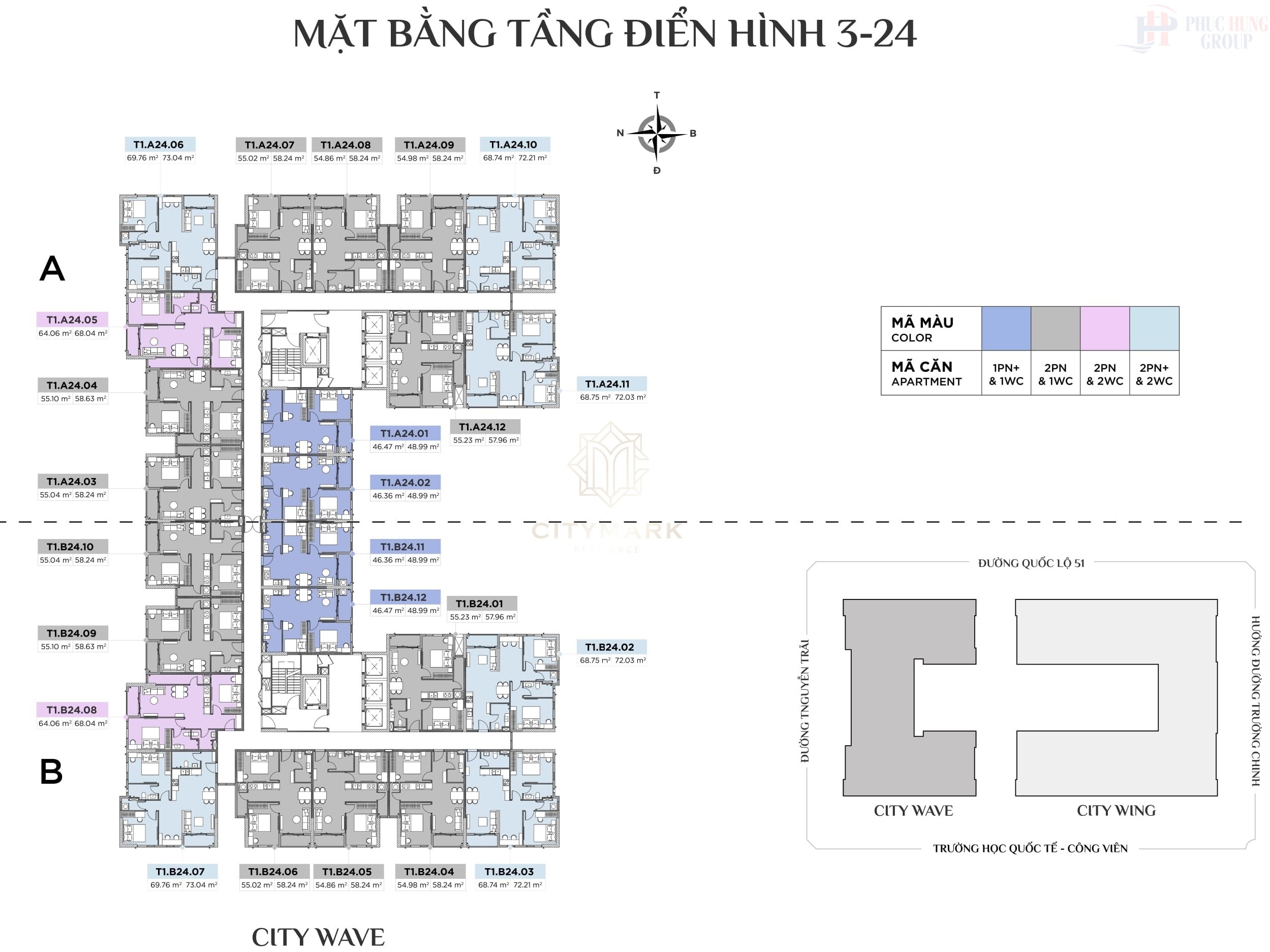 Mặt Bằng Tầng 3-24 Tháp Citywave Căn Hộ Citymark Residence Phú Mỹ Bà Rịa Vũng Tàu