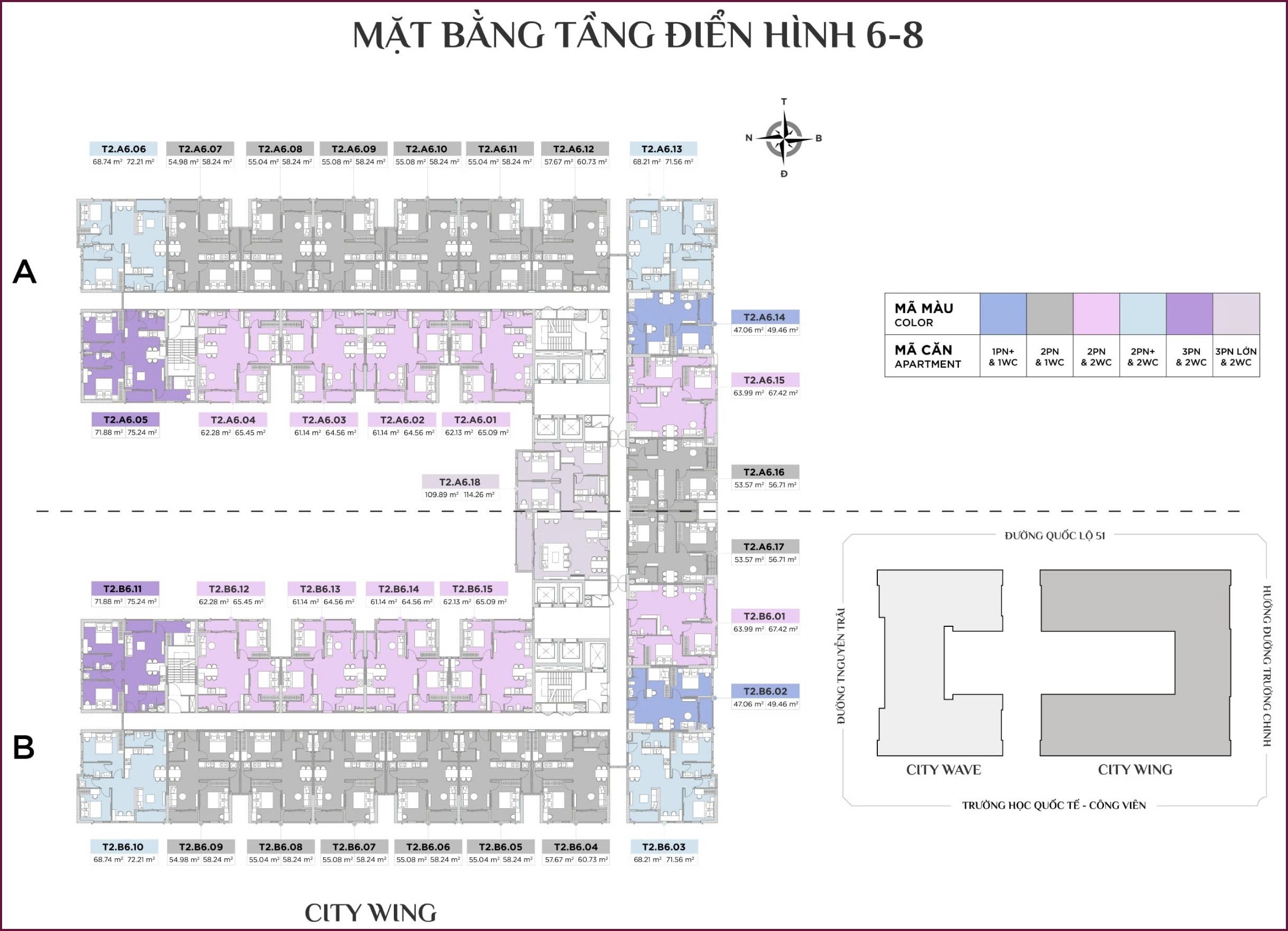 Mặt Bằng Citymark Residence Phú Mỹ Tầng 6-8 Của Tháp City Wing