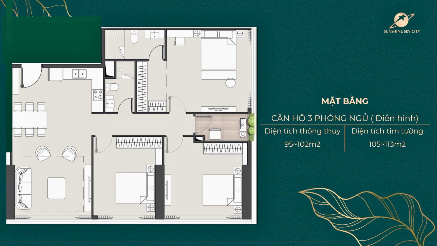 Thiết Kế Căn Sunshine Sky City 3pn
