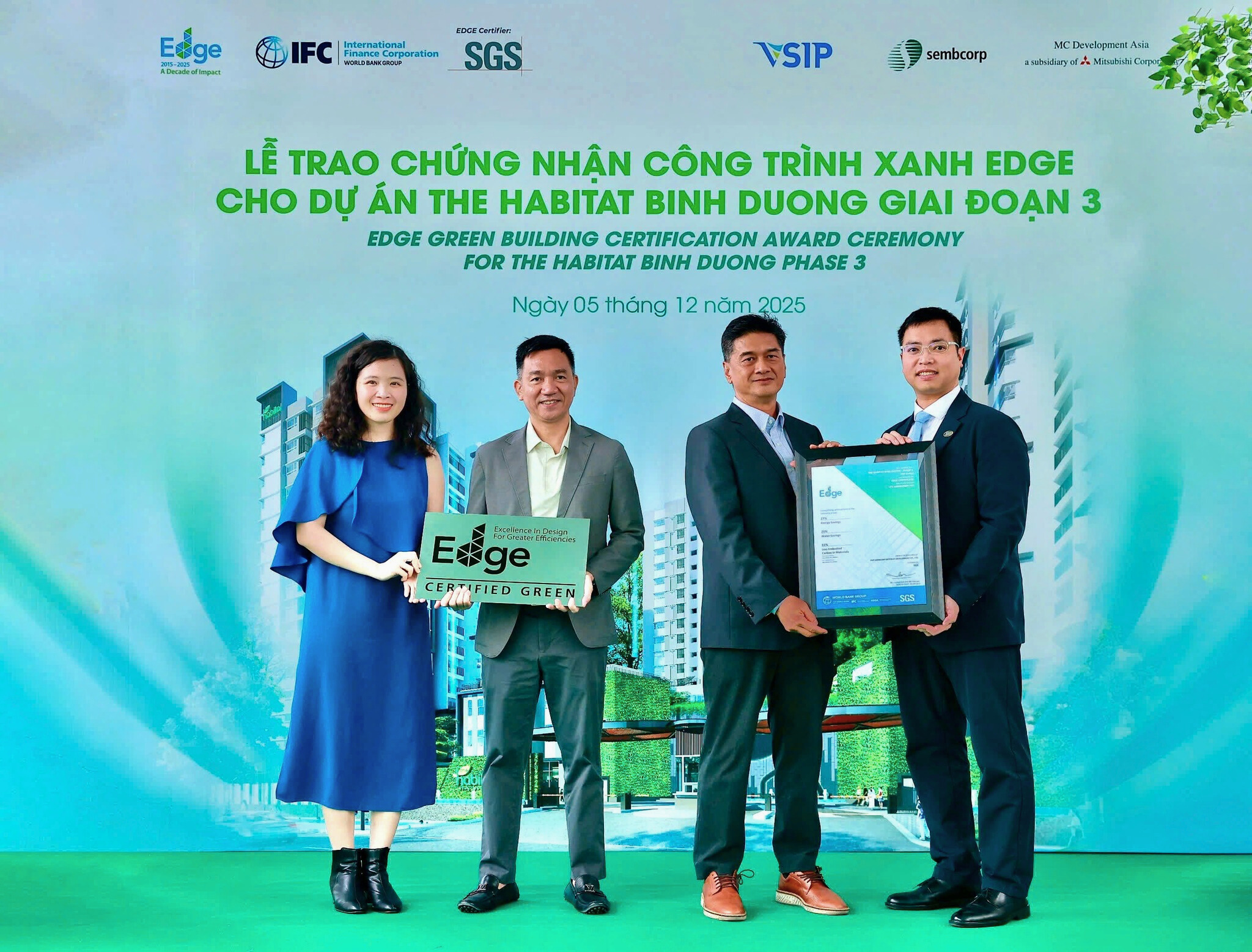 Dự án The Habitat Nhận Chứng Chỉ Công Trình Xanh Edge